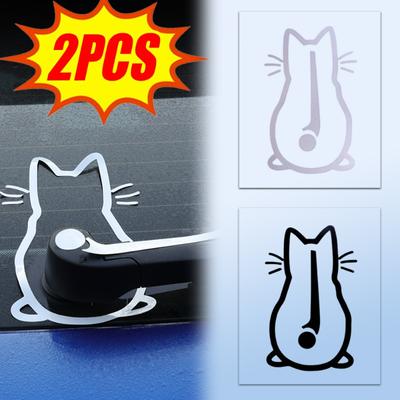 Car Windshield Wiper Sticker Cute Small Cat Back Shadow Pattern Decoration Decal Car Truck Body Styling Modification Vinyl Decal