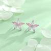 S925 Sterling Silver Pink Star Necklace & Earring Set - Elegant 2025 Clavicle Jewelry for Women