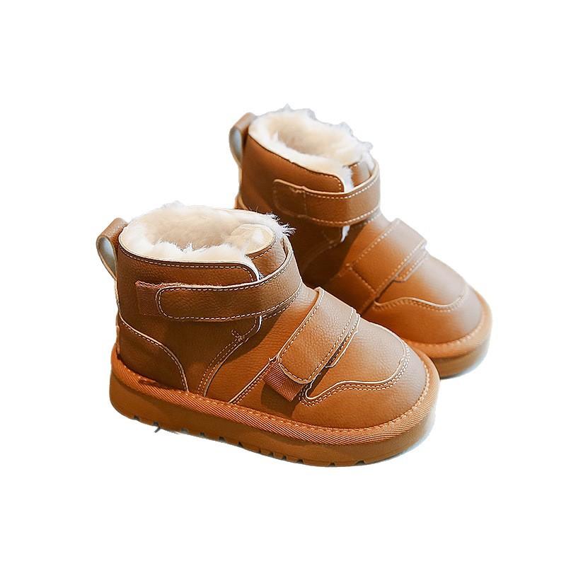 Kids Winter Snow Boots Thick Fleece Lined Warm Cotton Shoes for Boys Girls