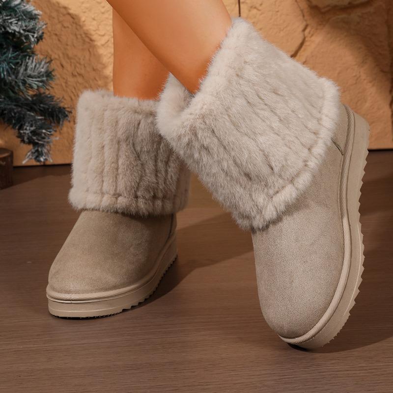 Women's Large Size Fall Casual Comfortable Fashion Fuzzy Boots.