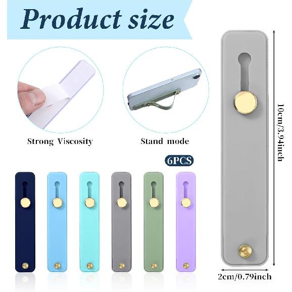 6 Pcs Telescopic Finger Strap Silicone Strap for Phone Cell Phones Straps Grip Holder Back Hand Band Phone Holder Grip Portable Finger Straps for