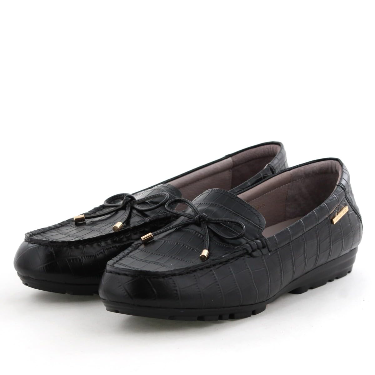 

HIMIKO Ribbon Motif Moccasins, 651328, Black, Size 225, Flat Shoes with Cushioned Genuine Leather and Lightweight Sole