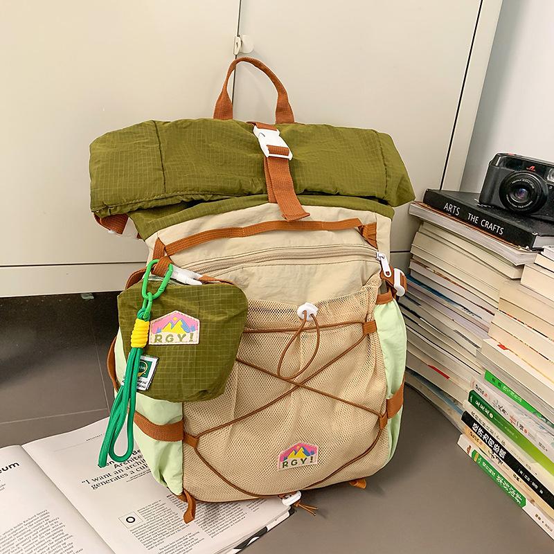 Schoolbag Vintage Japanese Boy Backpack Personalized Splicing Large Capacity Children's Outdoor Travel Mountaineering Backpack Parent-child School Bag