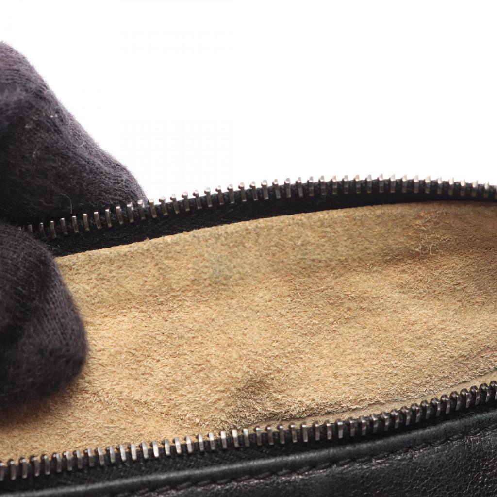 Used BOTTEGA VENETA Intrecciato Shoulder Bag leather Black Gray Used Women