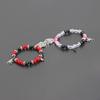 Valentine's Day Heart & Spider Magnetic Bracelet, Elastic Beaded Couple Jewelry