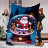 1pc Snow Globe Santa Claus Outdoor Flannel Blanket Soft All Season Polyester Throw , Perfect for Picnics & Travel , Picnic Accessory