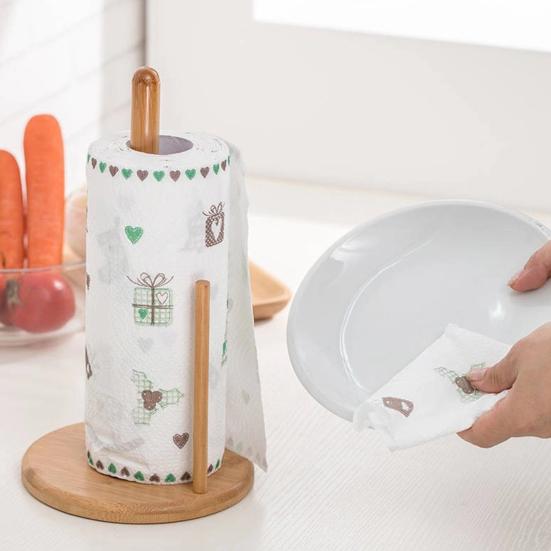 

Бамбуковый рулонный держатель для бумажных полотенец, устойчивое основание, столешница, деревянная подставка для бумажных полотенец, диспенсер, органайзер, кухонные принадлежности для ванной комнаты
