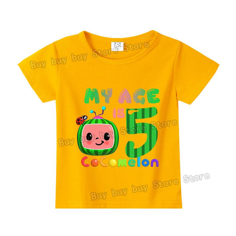 Cocomelons Kids Short Sleeve T-shirt Number 1-9 Cartoon Birthday Children Clothing Summer Sportswear Tshirt Boys Colorful Tee