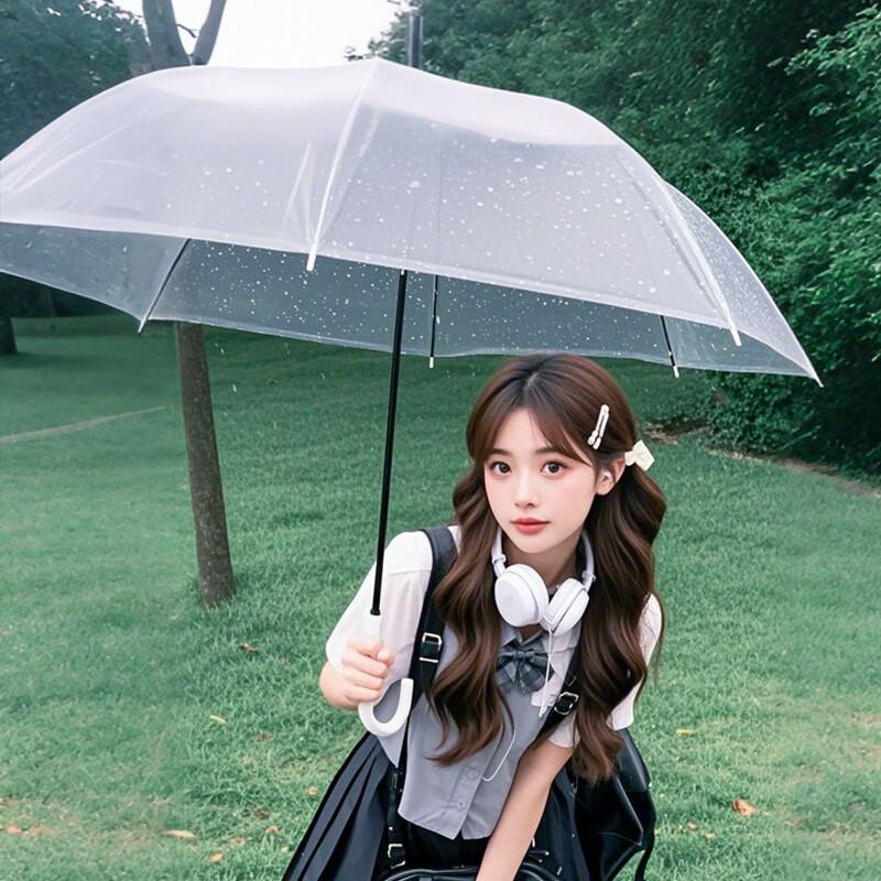 NANQIAO Großer transparenter Langgriff-Doppelschirm