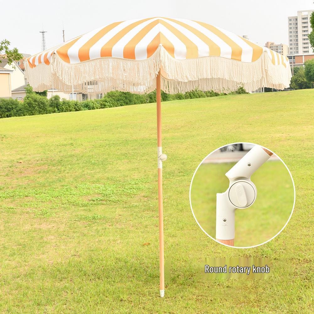 Outdoor Tassel Patio Umbrella: Beach, Scenic, Leisure, Hotel & Villa Sunshade