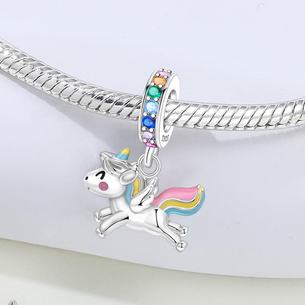 Copper Rainbow Unicorn Animal Beads Original Pendants Bracelet Charm Jewelry Party Diy Trendy Gifts