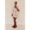 VEZFAA Women's Fashion Casual Summer Spring Flower Pattern Print Short Sleeve POLO Neck Trousers Pants Suits