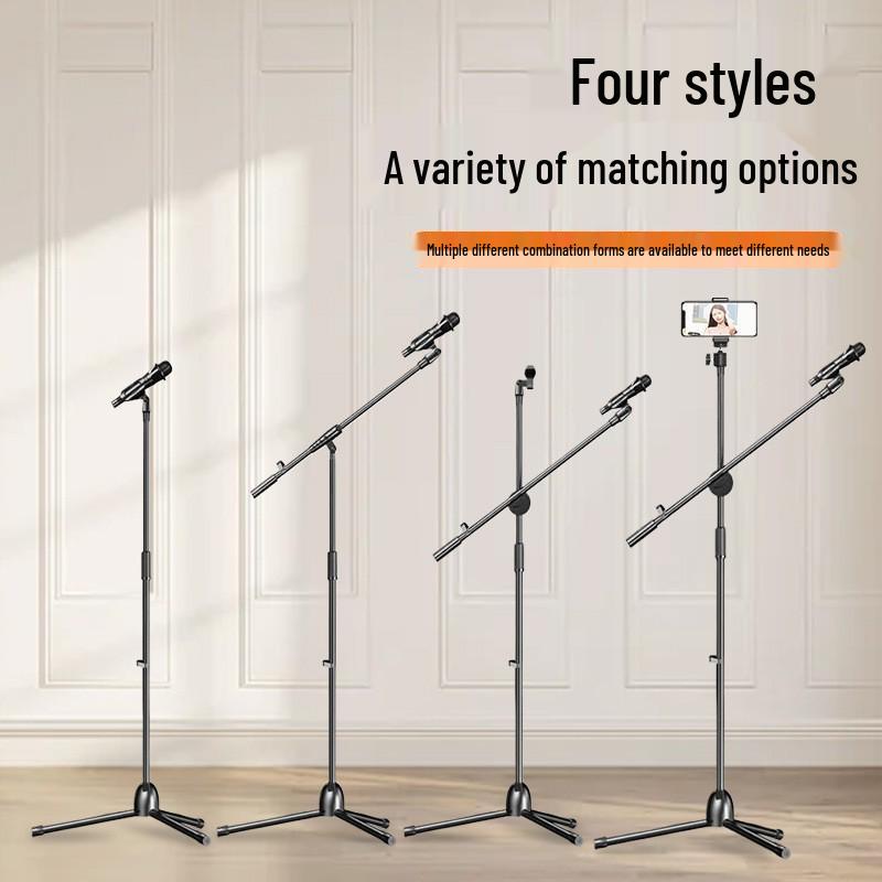 Portable Floor-Standing Microphone Tripod Stand with Adjustable Height for Outdoor Stage Performance