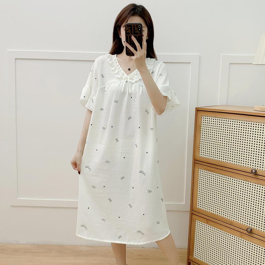 Women's Cloud Cotton Short Sleeve Nightgown - Summer Pajamas & Outdoor Sweet Girly Dress Homewear
