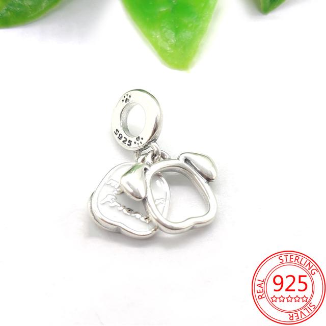 Real 100% 925 Sterling Silver Colorful Rainbow Pendant & Dream Catcher Heart Charm Fit Fashion 3mm Bracelet Romantic Gift
