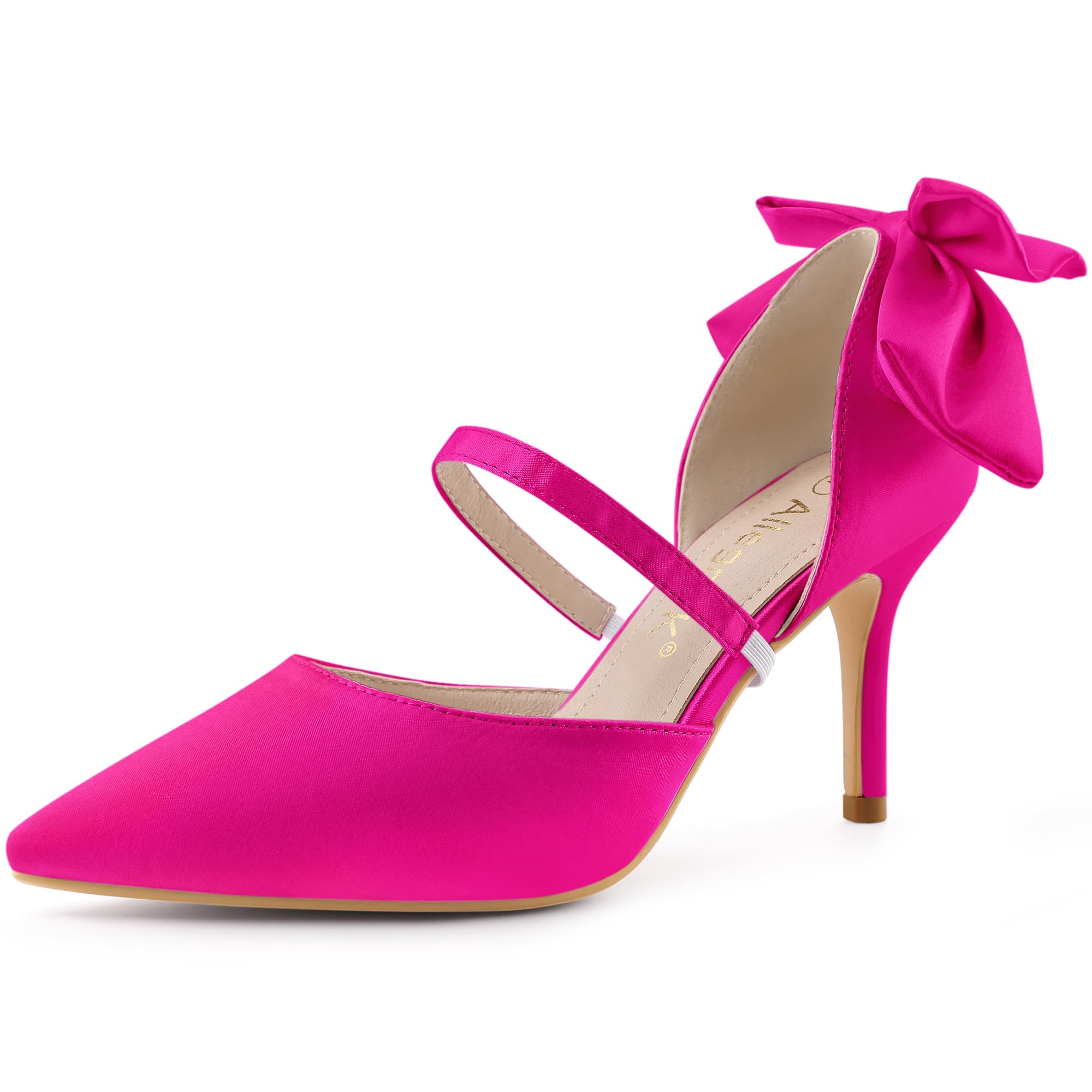 

Allegra K Women s Bow-Decorated Pointed-Toe Stiletto Heel Pumps, Hot Pink, Size 26.5cm