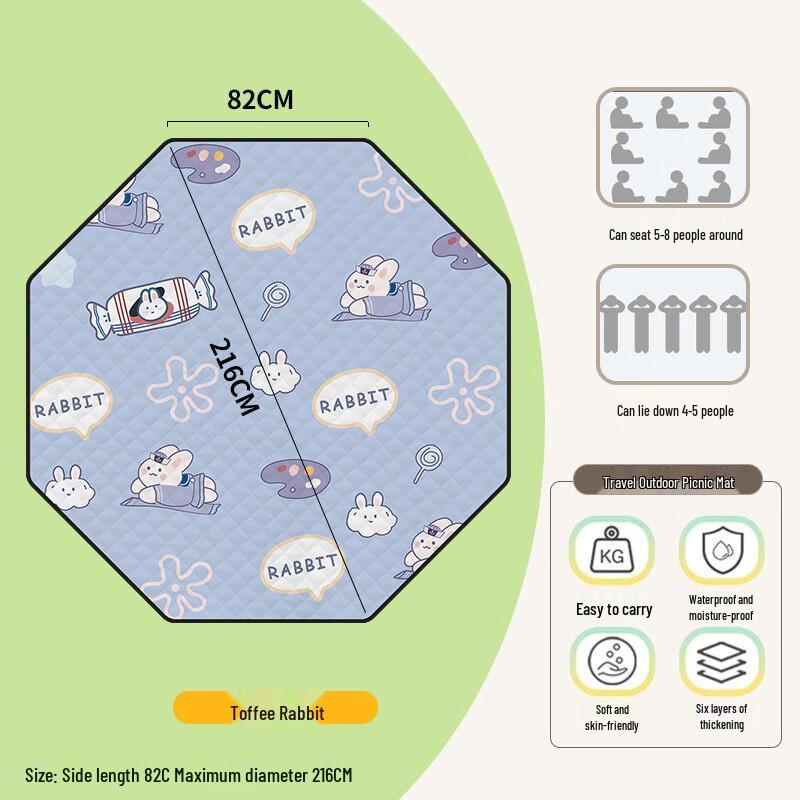 

JunKaiWei Octagonal Thickened Waterproof Outdoor Picnic Mat Large Octagonal Thickened