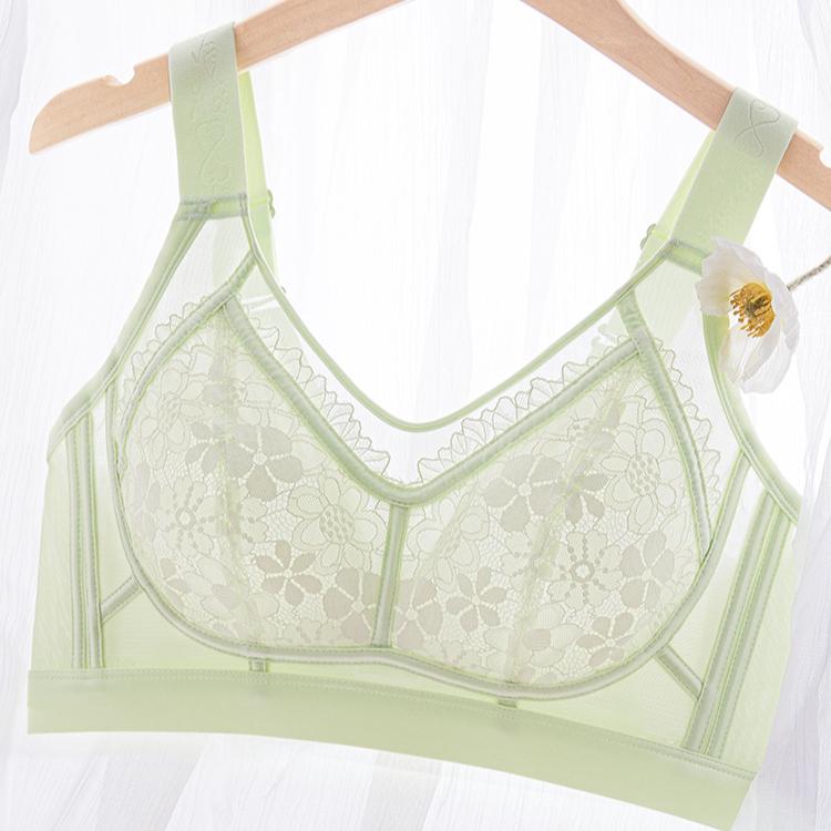 Lingerie Women's Full-cup Thin Bra Thin Gathering Breasts Anti-sagging Large-sized Bra Push Up Bra