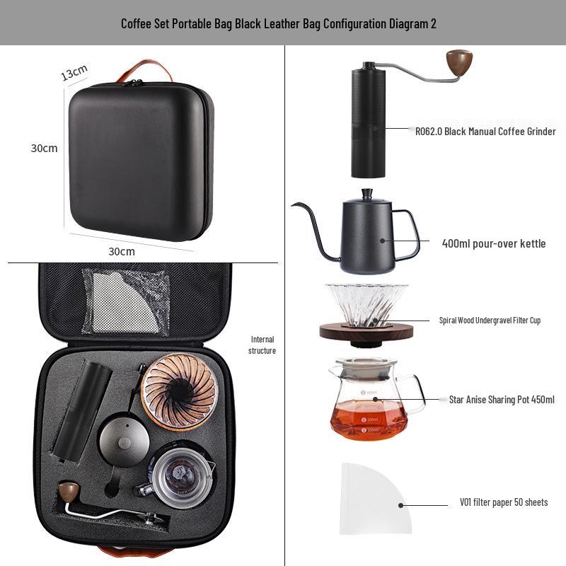 Set Portatile da Caffè Pour-Over da Esterno con Macinacaffè - Ideale per il Campeggio