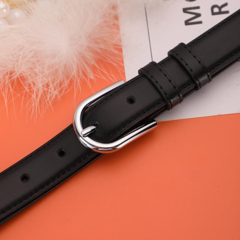 Women's Versatile Pin Buckle Leather Belt for Casual Pants and Dresses