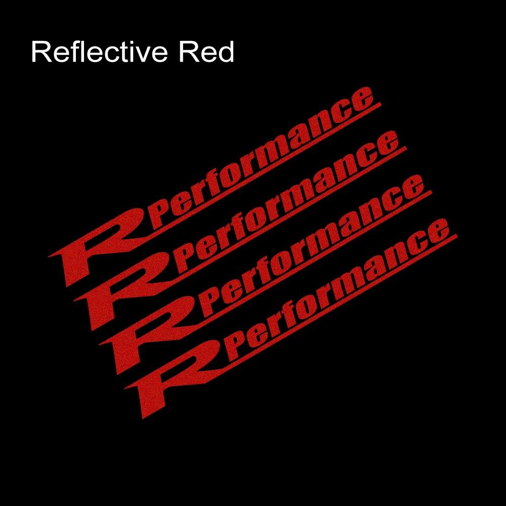 4Pcs R Performance Car Wheels Reflective Stickers Auto Rim Wheel Hub Body Racing Style Vinyl Film Decals Car Tuning Accessories