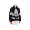 adidas Originals Contrasting Logo Suede Stand Collar Jacket Unisex Black HC0325