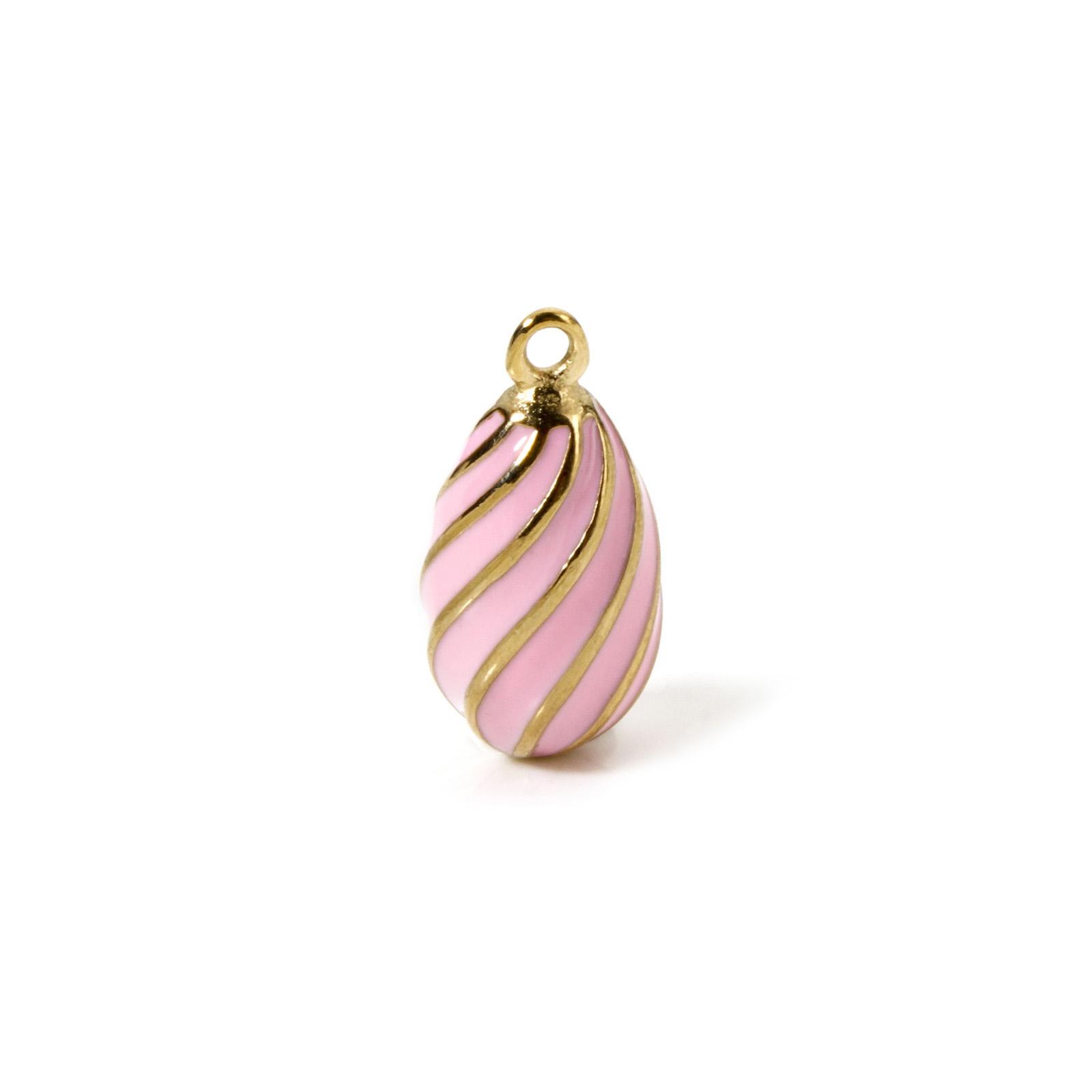 1 Piece Easter Egg Charms 304 Stainless Steel 14K Real Gold Plated Drop Spiral Pendant Necklace DIY Making 20mm x 10mm розовый