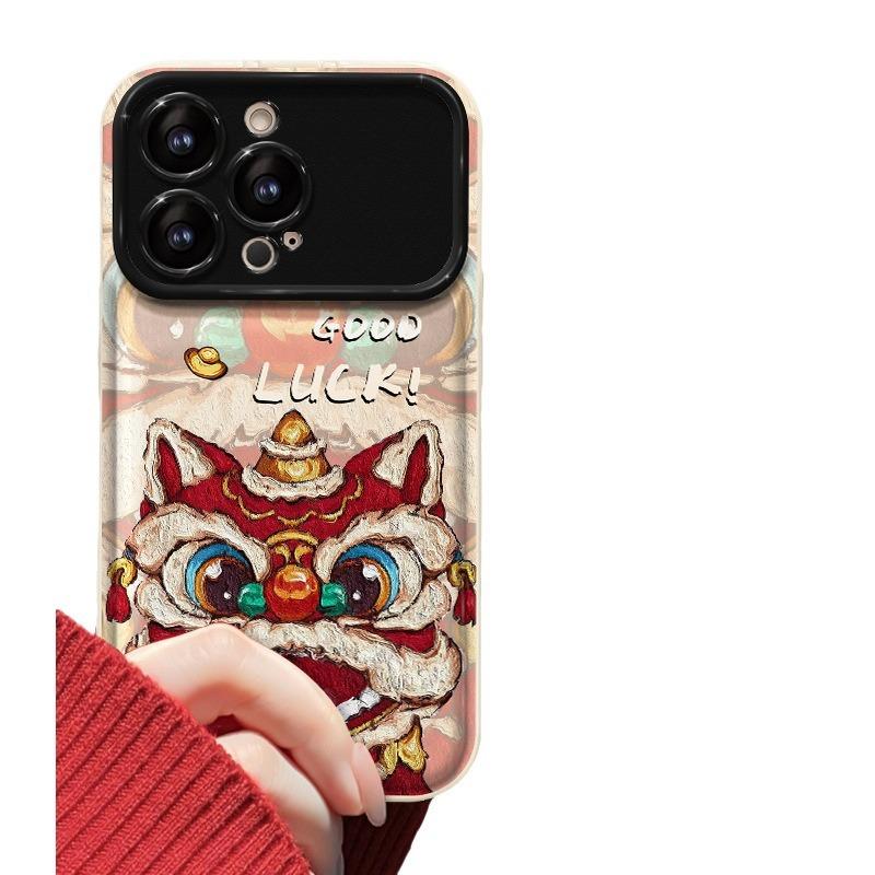 

Подходит для чехла для мобильного телефона Apple 15 IPhone 13/14promax Год Дракона Подвеска Львиный Танец 11/12 Откидное Зеркало Xr iPhone 6s Plus