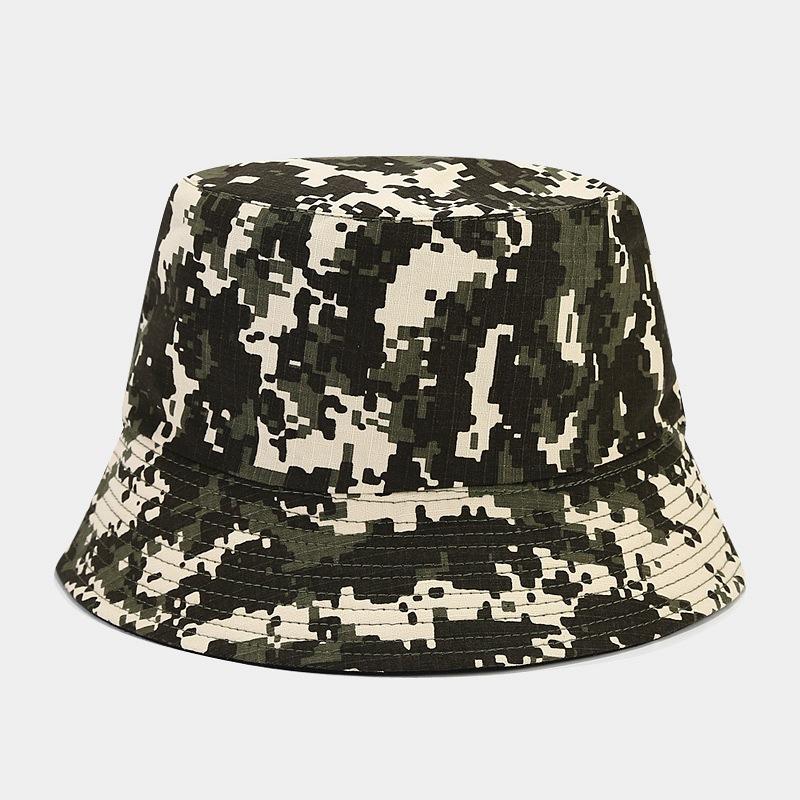 European and American New Camouflage Bucket Hat Spring and Summer Outdoor Travel Shopping Fashion Double-sided Sun Hat Men's and Women's Basin Hats