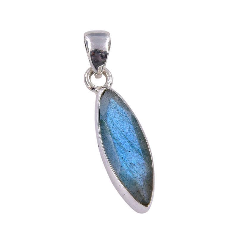 Natural Labradorite Gemstone 925 Solid Sterling Silver Gift Pendant 1.25" o0W20