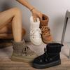 Women's Winter Warm Snow Boots Slip-on Fleece Lined Chunky Platform Ankle Booties for Women Comfortable Casual Lace-Up Pull-on Short Boots Shoes