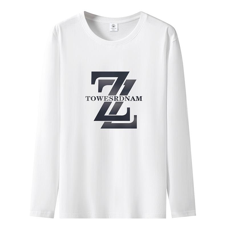 Double Z Pattern Plus Size Mens Long Sleeved T-shirt Pure Cotton Man Casual Pullover S-5XL