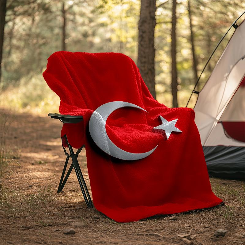 1pc TURKIYE Theme Blanket - Digital Print, Polyester, Cozy for All Seasons, Perfect for Outdoor, and Travel