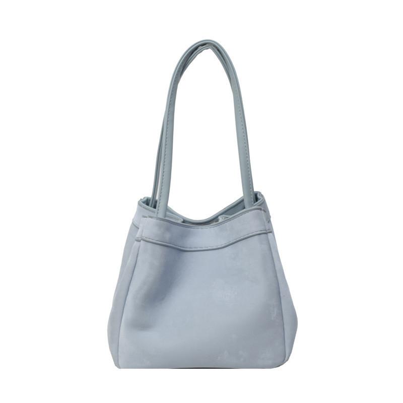 Chic Designer Bucket Bag For Women 2024 Fashionable Urban Handbag With Car Line Element Soft Pu Material синий