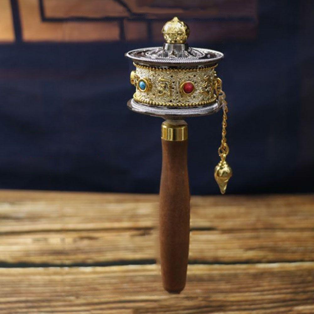 Hand Cranking Tibetan Prayer Wheel Colourful Religious Ornament  Home Decoration