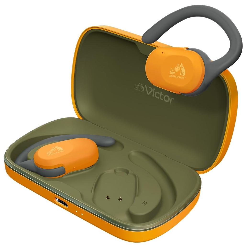 JVC Kenwood Victor Wireless Bluetooth Ear with Up To 26 Hours of Sunrise Orange HA-NP39T-D Earbuds, 5.4, Open-Ear, No-Hear Protection, Hooks, Sports,