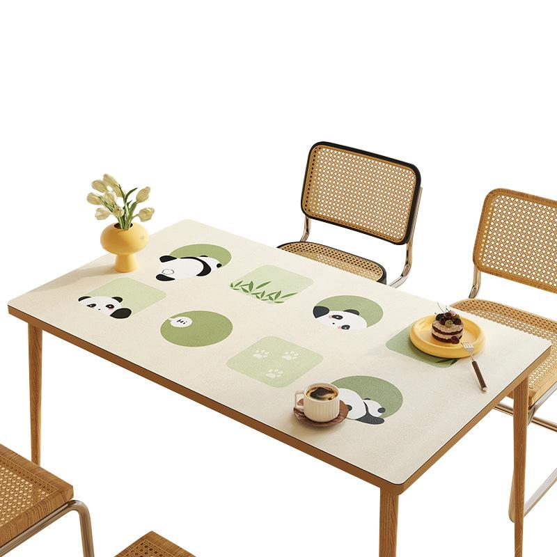Panda Cartoon Tablecloth Pvc Waterproof, Oil-Proof And Anti-Scalding Leave-In Table Mat Leather Tablecloth Dining Table Mat Coffee Table Mat