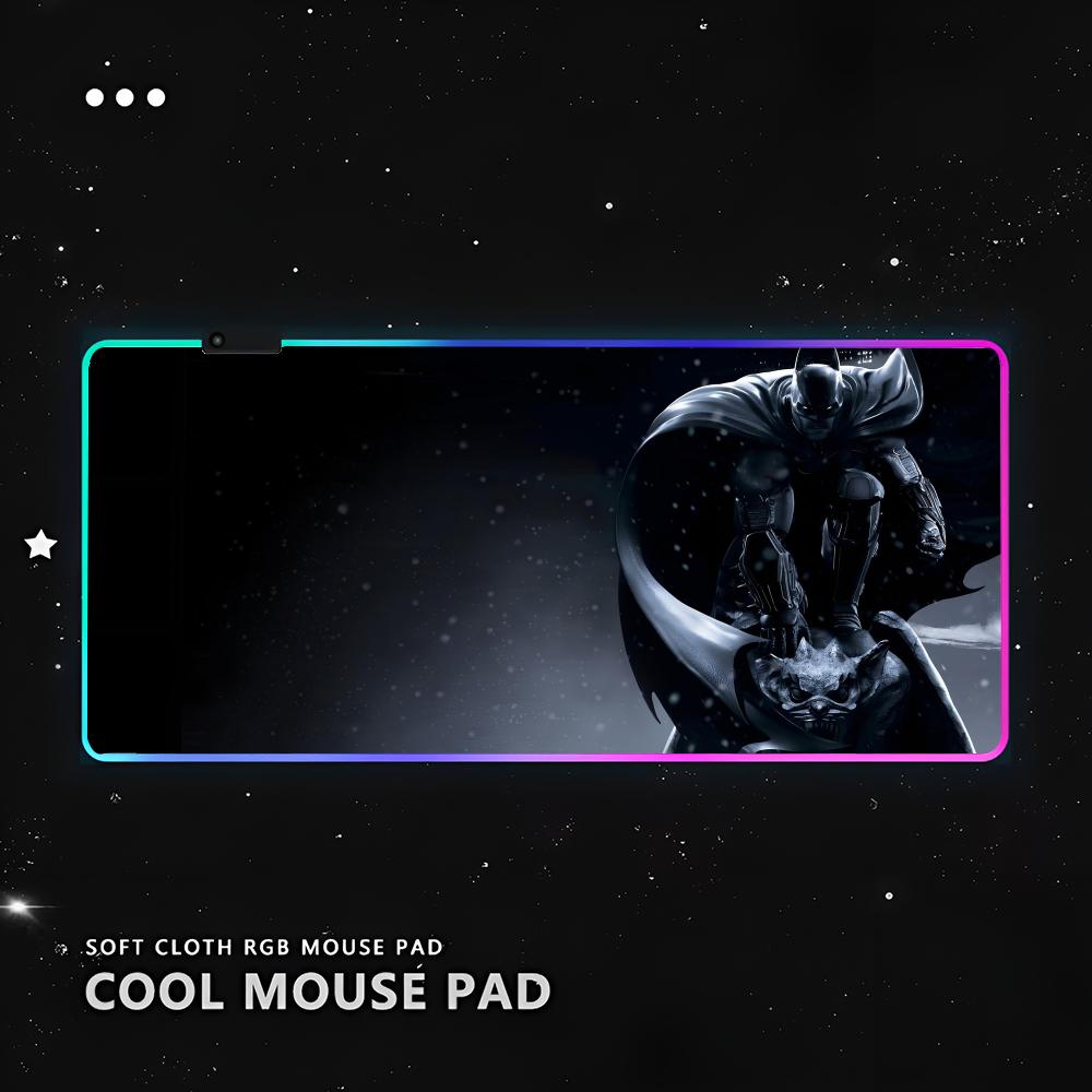 B-Batman A-Arkham Knight Mouse Pad RGB Pc Gamer Keyboard LED Glowing mause pad Mats Rubber Cute Cartoon Gaming Computer csgo lo