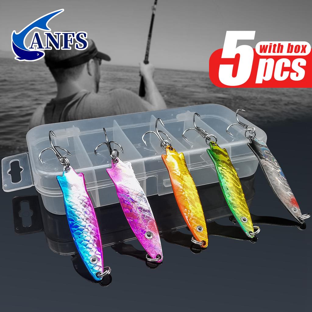 5pcs metal fishing lure kit-Exceptional Artificial Baits with lure box For Saltwater Freshwater