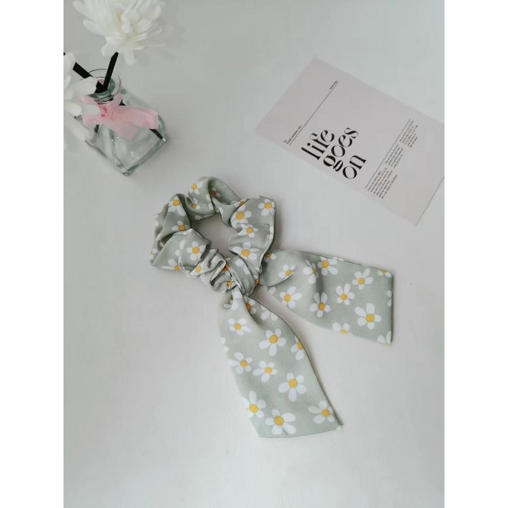 1pc Daisy Floral Ribbon Hair Tie, Fresh, Sweet and Cute Hair Accessory for Women's Daily Use.