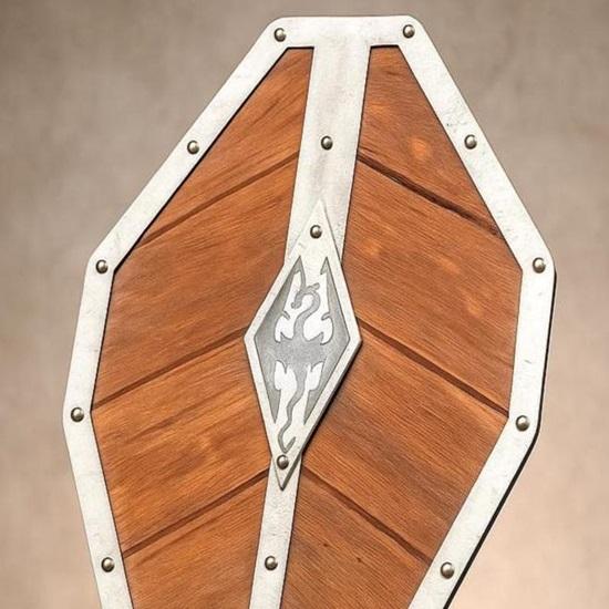 Dragon Crest Medieval Shield  Fantasy Wooden Display Prop for Skyrim Fans, Cosplay,  Collector Decor