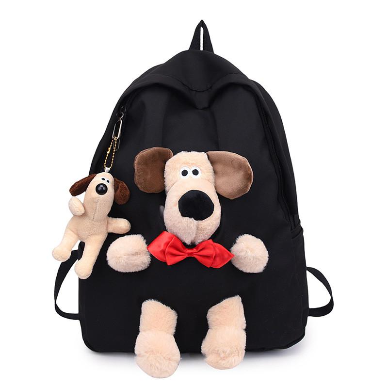 Simple Solid Color Plush Puppy Decoration Large Capacity Backpack Pendant With