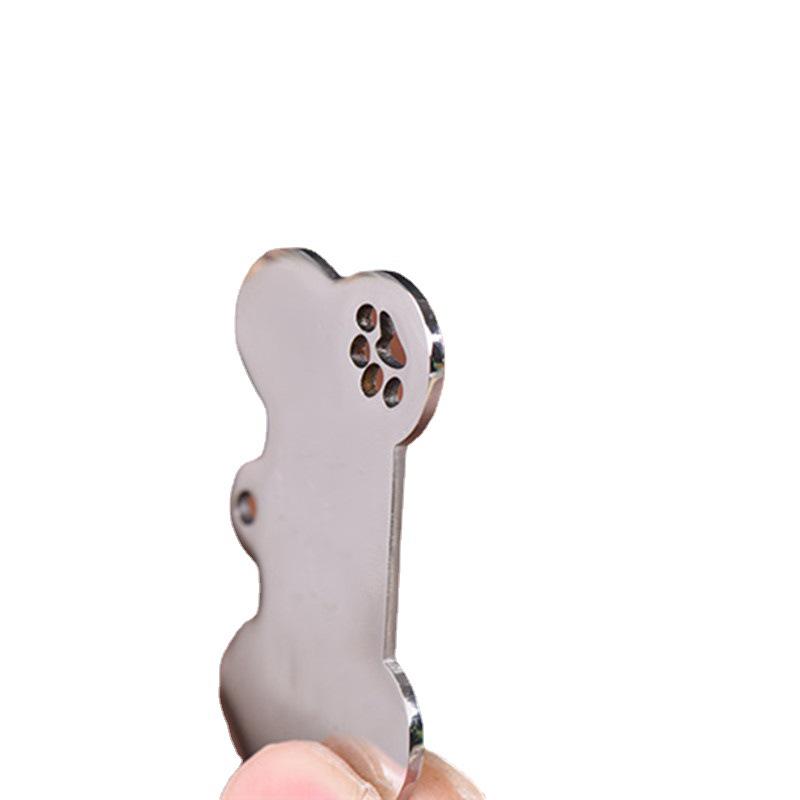 Stainless Steel Hollow Bone Pet Tag with Engraved Dog Paw