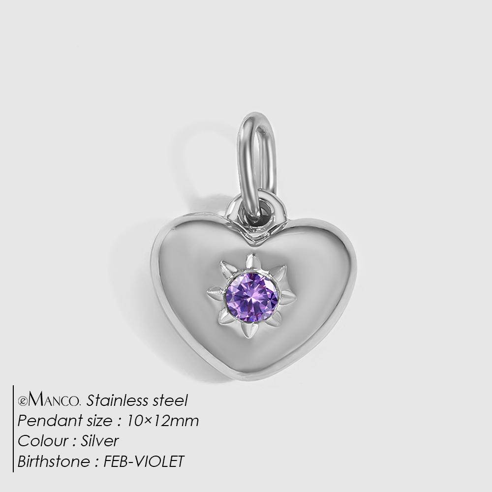 eManco Stainless Steel Heart Charm Valentine's Day Charms Multicolor Birthstone Pendants for Girl Sweet Jewelry Making