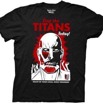 Attack On Titan Colossal Titan Stop the Titans T-Shirt (Medium)