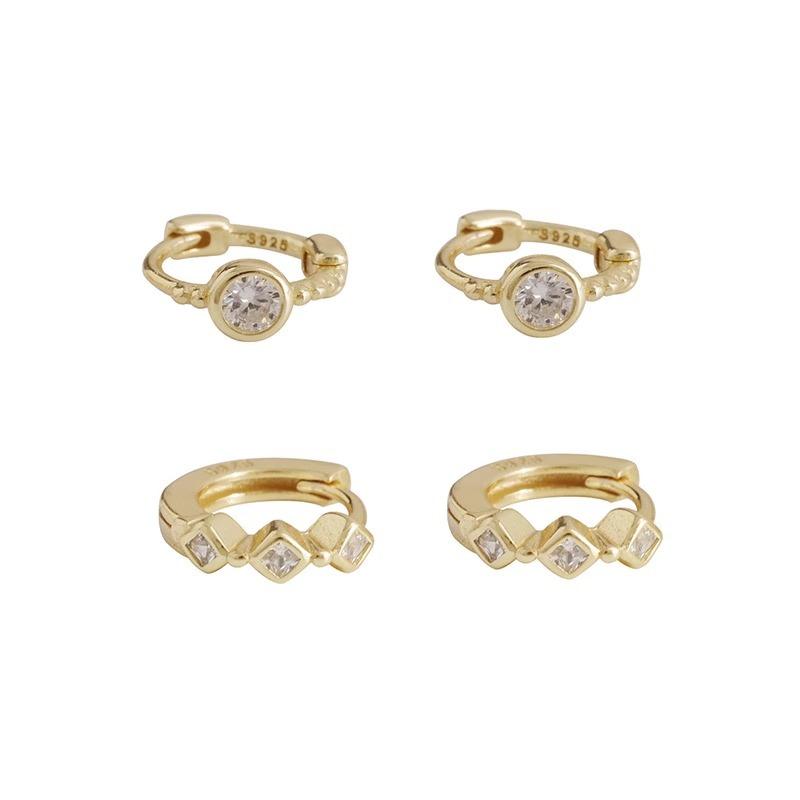 Cubic Zircon Round Earrings Design Sense New Wave Earrings Cold Wind Earrings Simple Compact Fashion Elegant Accessories Classic Jewelry Casual Daily