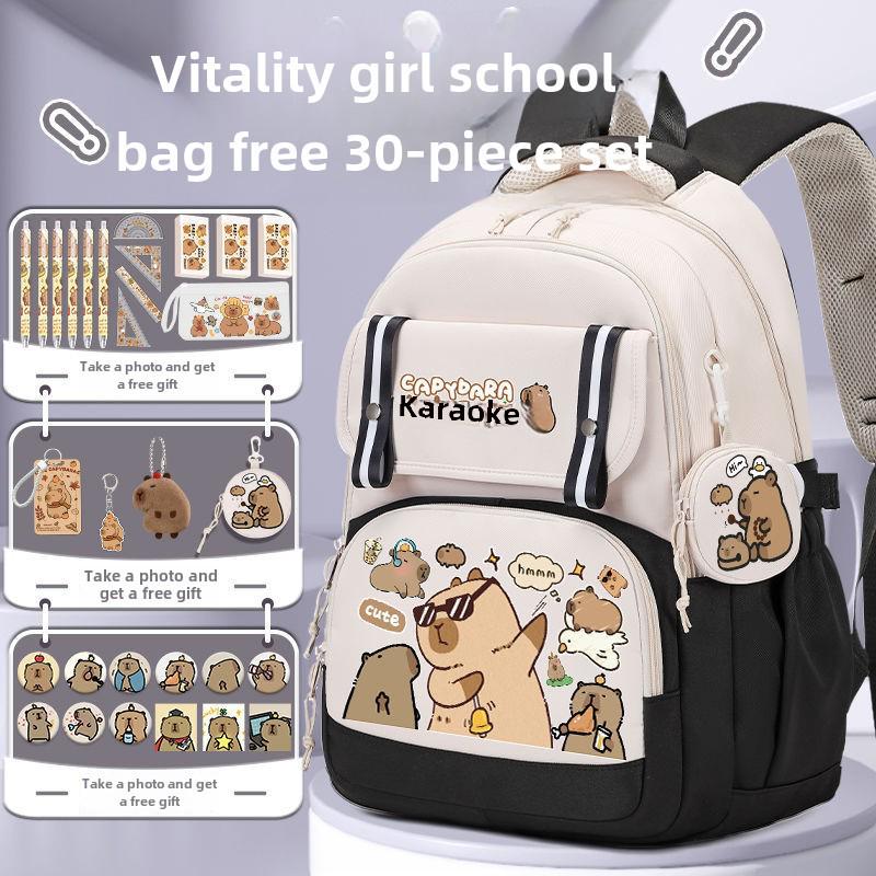 2024 Capybara Girls' Backpack: Stylish, Spacious & Perfect for Grades 1-6