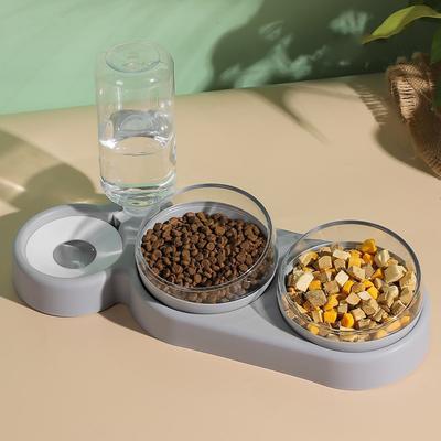 Meow Double Bowl Automatic Pet Bowl Feeder Dog Drinker Cat Bowl Dog Bowl Pet Supplies Feeding Drinker