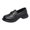 Popular versatile platform soft leather loafers women's 2025 spring and autumn British style small leather shoes black one-pedal single shoes