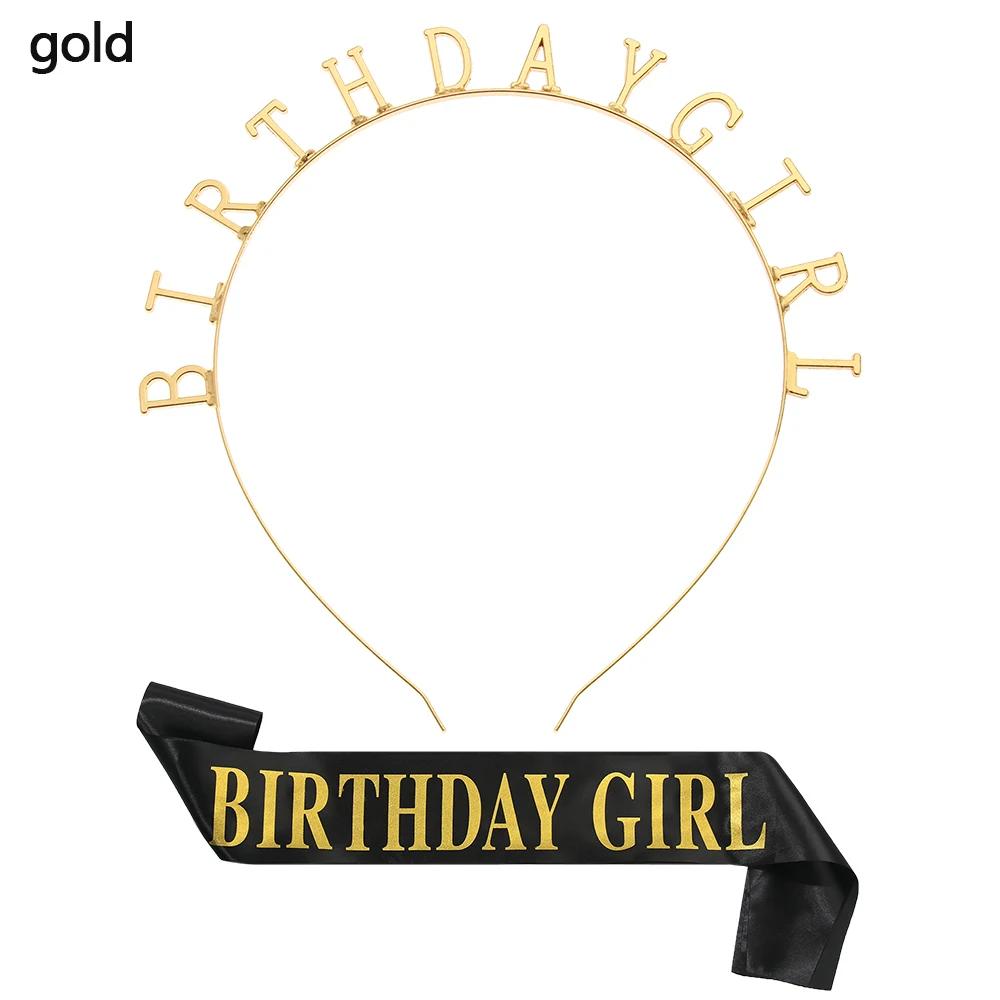 Happy Birthday Girl Headband Sweet Girls Birthday Party Tiara Styling Princess Crown Rhinestone Hair Hoop Fashion Hairband